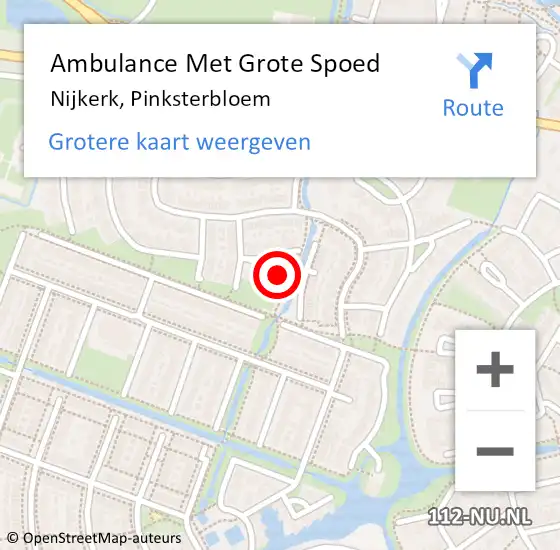 Locatie op kaart van de 112 melding: Ambulance Met Grote Spoed Naar Nijkerk, Pinksterbloem op 4 maart 2020 16:38