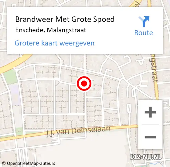 Locatie op kaart van de 112 melding: Brandweer Met Grote Spoed Naar Enschede, Malangstraat op 4 maart 2020 16:58