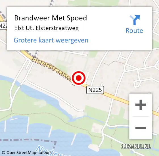 Locatie op kaart van de 112 melding: Brandweer Met Spoed Naar Elst Ut, Elsterstraatweg op 4 maart 2020 17:00