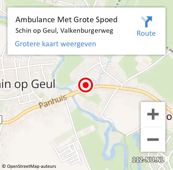 Locatie op kaart van de 112 melding: Ambulance Met Grote Spoed Naar Schin op Geul, Valkenburgerweg op 30 april 2014 12:11