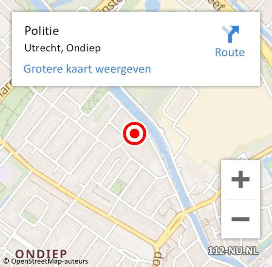 Locatie op kaart van de 112 melding: Politie Utrecht, Ondiep op 4 maart 2020 17:24
