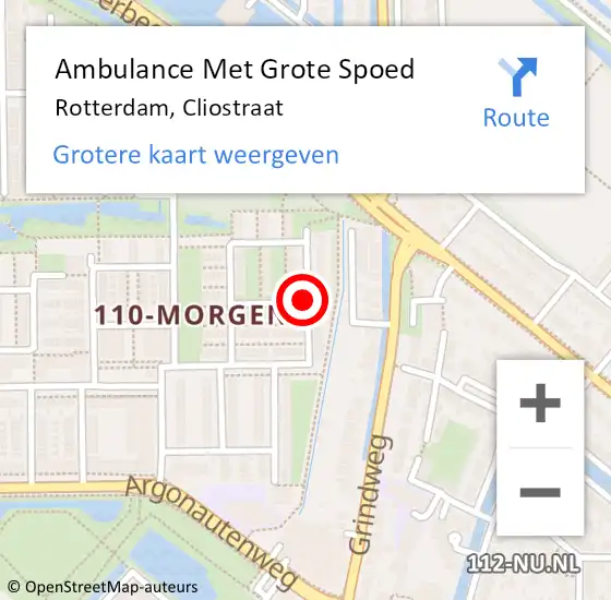 Locatie op kaart van de 112 melding: Ambulance Met Grote Spoed Naar Rotterdam, Cliostraat op 4 maart 2020 17:24