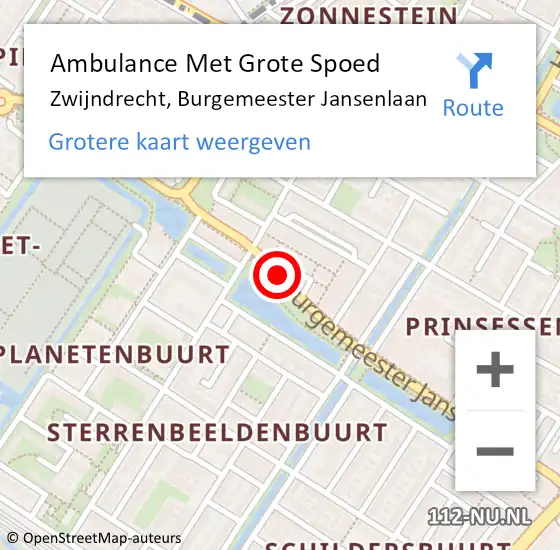 Locatie op kaart van de 112 melding: Ambulance Met Grote Spoed Naar Zwijndrecht, Burgemeester Jansenlaan op 4 maart 2020 17:25