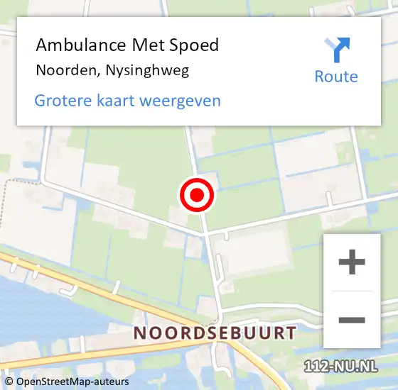 Locatie op kaart van de 112 melding: Ambulance Met Spoed Naar Noorden, Nysinghweg op 30 april 2014 12:12