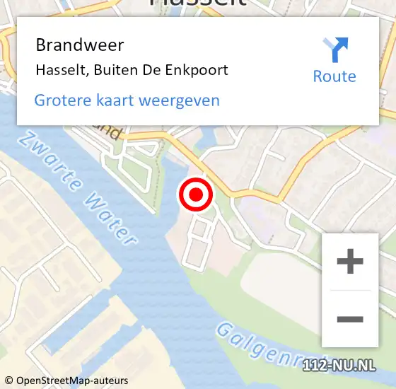 Locatie op kaart van de 112 melding: Brandweer Hasselt, Buiten De Enkpoort op 4 maart 2020 18:05