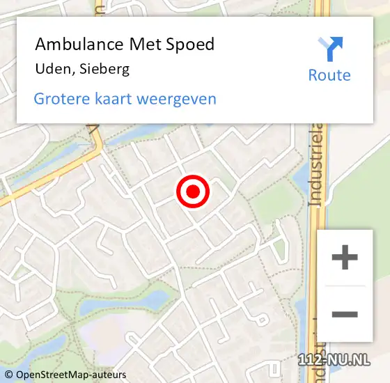 Locatie op kaart van de 112 melding: Ambulance Met Spoed Naar Uden, Sieberg op 4 maart 2020 19:29