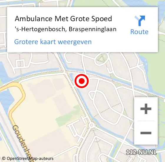 Locatie op kaart van de 112 melding: Ambulance Met Grote Spoed Naar 's-Hertogenbosch, Braspenninglaan op 4 maart 2020 19:49