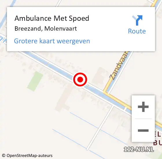 Locatie op kaart van de 112 melding: Ambulance Met Spoed Naar Breezand, Molenvaart op 5 maart 2020 01:27