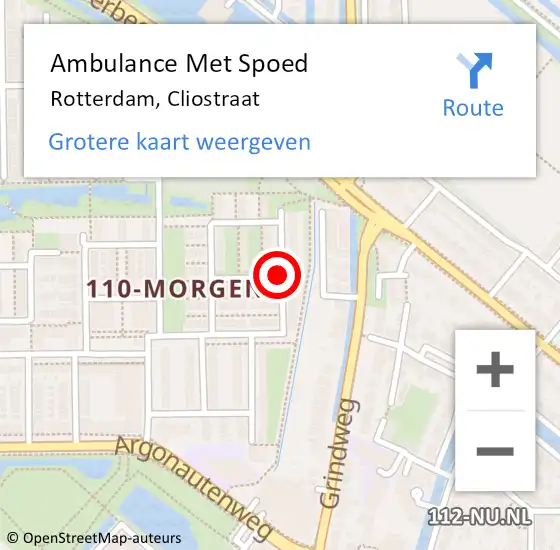 Locatie op kaart van de 112 melding: Ambulance Met Spoed Naar Rotterdam, Cliostraat op 5 maart 2020 03:46
