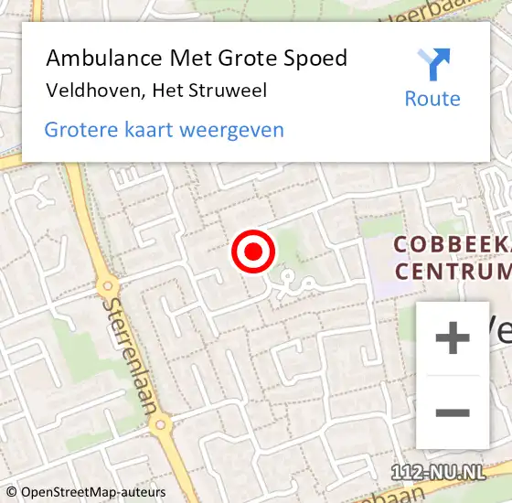 Locatie op kaart van de 112 melding: Ambulance Met Grote Spoed Naar Veldhoven, Het Struweel op 5 maart 2020 05:12