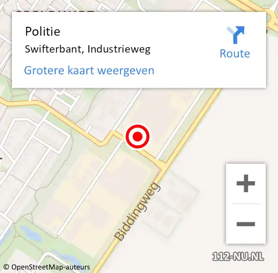Locatie op kaart van de 112 melding: Politie Swifterbant, Industrieweg op 5 maart 2020 09:05