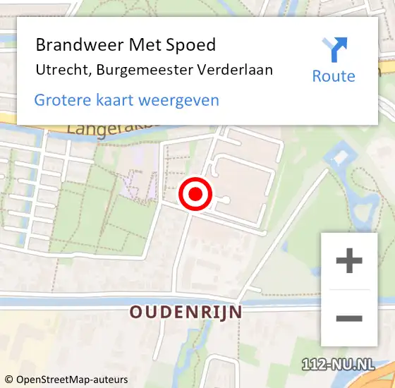 Locatie op kaart van de 112 melding: Brandweer Met Spoed Naar Utrecht, Burgemeester Verderlaan op 5 maart 2020 09:14