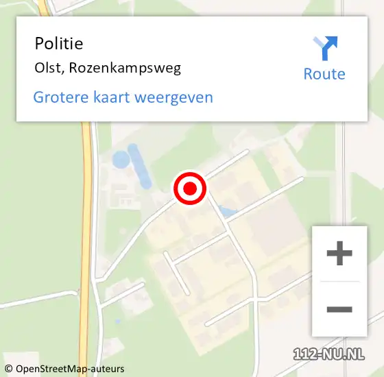 Locatie op kaart van de 112 melding: Politie Olst, Rozenkampsweg op 5 maart 2020 09:24