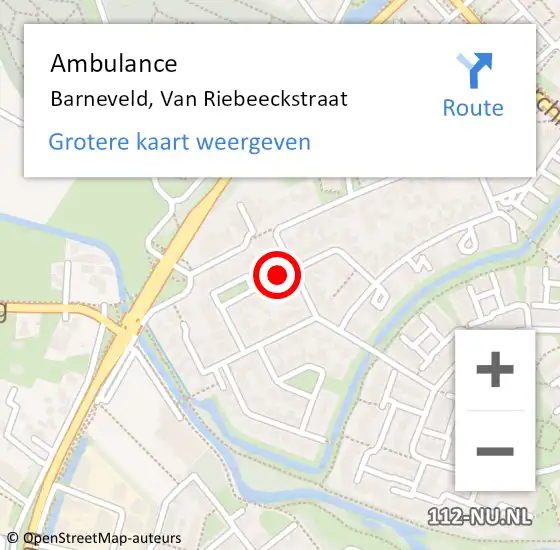 Locatie op kaart van de 112 melding: Ambulance Barneveld, Van Riebeeckstraat op 5 maart 2020 10:29