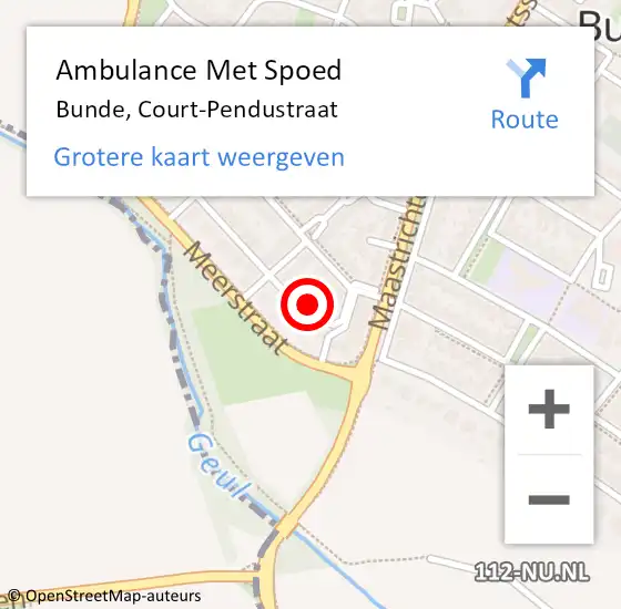 Locatie op kaart van de 112 melding: Ambulance Met Spoed Naar Bunde, Court-Pendustraat op 30 april 2014 13:03