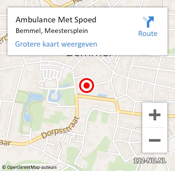 Locatie op kaart van de 112 melding: Ambulance Met Spoed Naar Bemmel, Meestersplein op 5 maart 2020 10:59