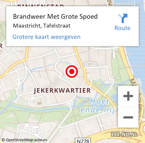 Locatie op kaart van de 112 melding: Brandweer Met Grote Spoed Naar Maastricht, Tafelstraat op 5 maart 2020 11:24