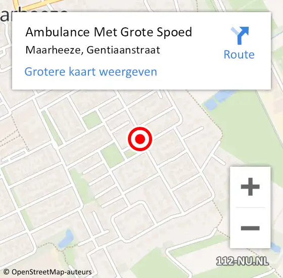 Locatie op kaart van de 112 melding: Ambulance Met Grote Spoed Naar Maarheeze, Gentiaanstraat op 5 maart 2020 11:56