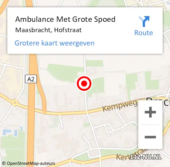 Locatie op kaart van de 112 melding: Ambulance Met Grote Spoed Naar Maasbracht, Hofstraat op 5 maart 2020 12:30