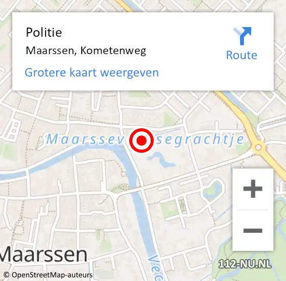 Locatie op kaart van de 112 melding: Politie Maarssen, Kometenweg op 5 maart 2020 12:43