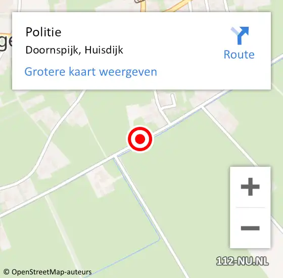 Locatie op kaart van de 112 melding: Politie Doornspijk, Huisdijk op 5 maart 2020 12:56