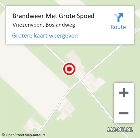 Locatie op kaart van de 112 melding: Brandweer Met Grote Spoed Naar Vriezenveen, Boslandweg op 5 maart 2020 13:09