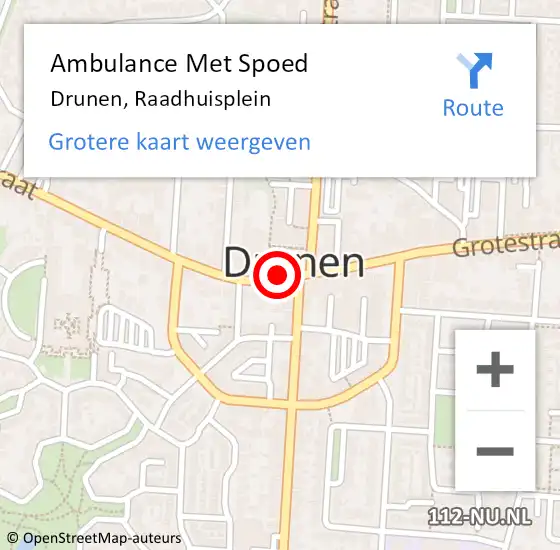 Locatie op kaart van de 112 melding: Ambulance Met Spoed Naar Drunen, Raadhuisplein op 5 maart 2020 13:51