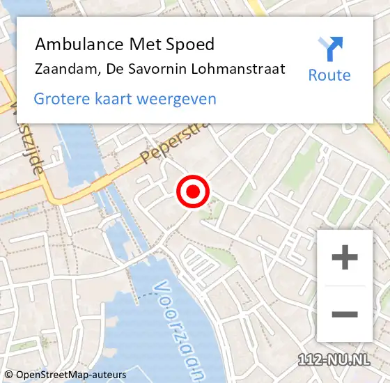 Locatie op kaart van de 112 melding: Ambulance Met Spoed Naar Zaandam, De Savornin Lohmanstraat op 5 maart 2020 14:17