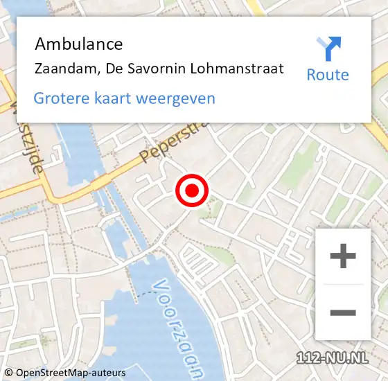 Locatie op kaart van de 112 melding: Ambulance Zaandam, De Savornin Lohmanstraat op 5 maart 2020 14:19