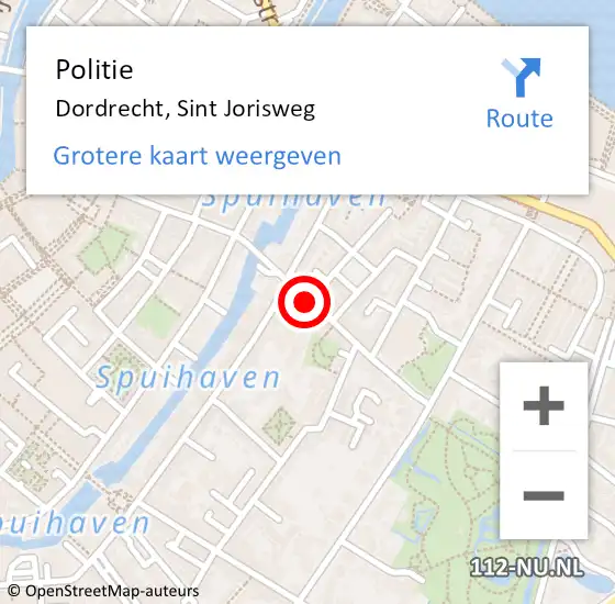 Locatie op kaart van de 112 melding: Politie Dordrecht, Sint Jorisweg op 5 maart 2020 14:22