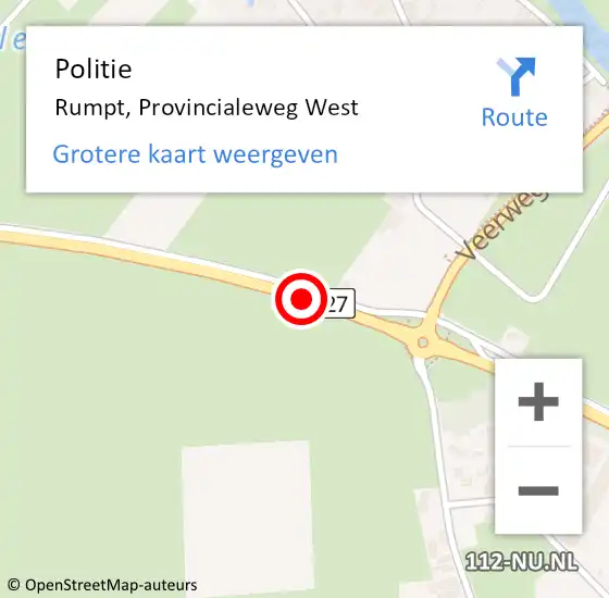 Locatie op kaart van de 112 melding: Politie Rumpt, Provincialeweg West op 5 maart 2020 15:18
