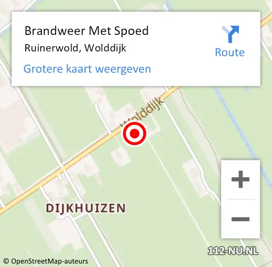 Locatie op kaart van de 112 melding: Brandweer Met Spoed Naar Ruinerwold, Wolddijk op 30 april 2014 13:34