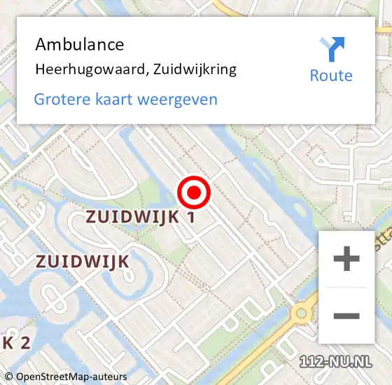 Locatie op kaart van de 112 melding: Ambulance Heerhugowaard, Zuidwijkring op 5 maart 2020 16:28