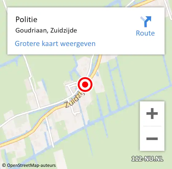 Locatie op kaart van de 112 melding: Politie Goudriaan, Zuidzijde op 5 maart 2020 16:52