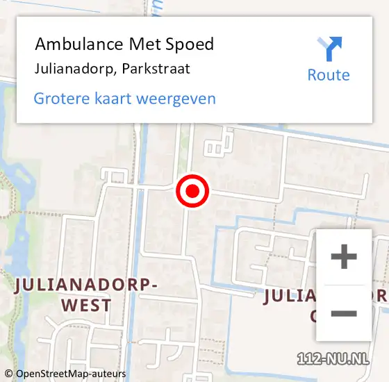 Locatie op kaart van de 112 melding: Ambulance Met Spoed Naar Julianadorp, Parkstraat op 5 maart 2020 17:23