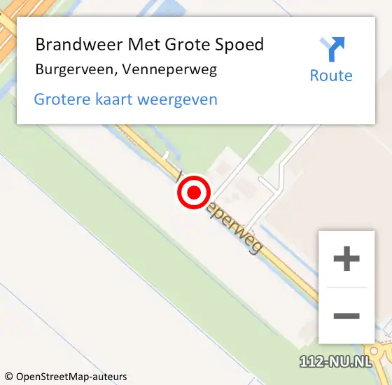 Locatie op kaart van de 112 melding: Brandweer Met Grote Spoed Naar Burgerveen, Venneperweg op 5 maart 2020 18:11