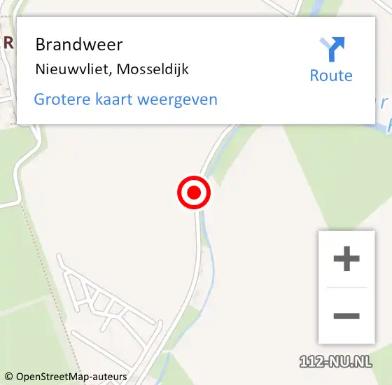 Locatie op kaart van de 112 melding: Brandweer Nieuwvliet, Mosseldijk op 5 maart 2020 19:36