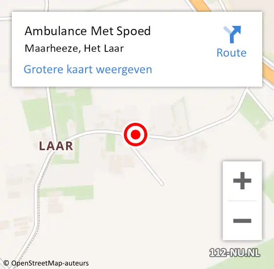 Locatie op kaart van de 112 melding: Ambulance Met Spoed Naar Maarheeze, Het Laar op 5 maart 2020 20:02