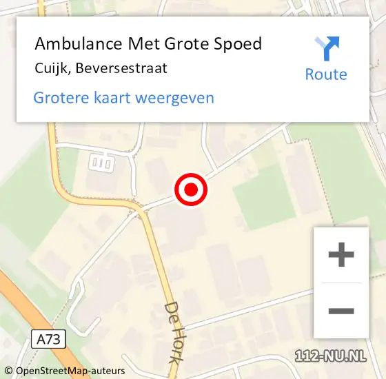 Locatie op kaart van de 112 melding: Ambulance Met Grote Spoed Naar Cuijk, Beversestraat op 5 maart 2020 21:41