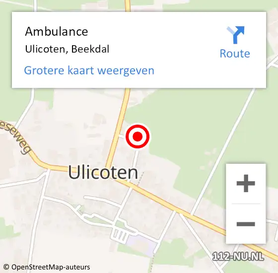 Locatie op kaart van de 112 melding: Ambulance Ulicoten, Beekdal op 30 april 2014 13:57