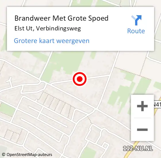 Locatie op kaart van de 112 melding: Brandweer Met Grote Spoed Naar Elst Ut, Verbindingsweg op 5 maart 2020 23:48