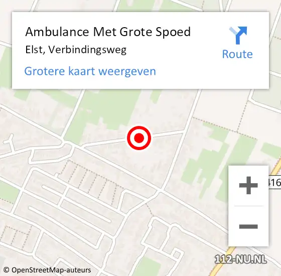 Locatie op kaart van de 112 melding: Ambulance Met Grote Spoed Naar Elst, Verbindingsweg op 5 maart 2020 23:49