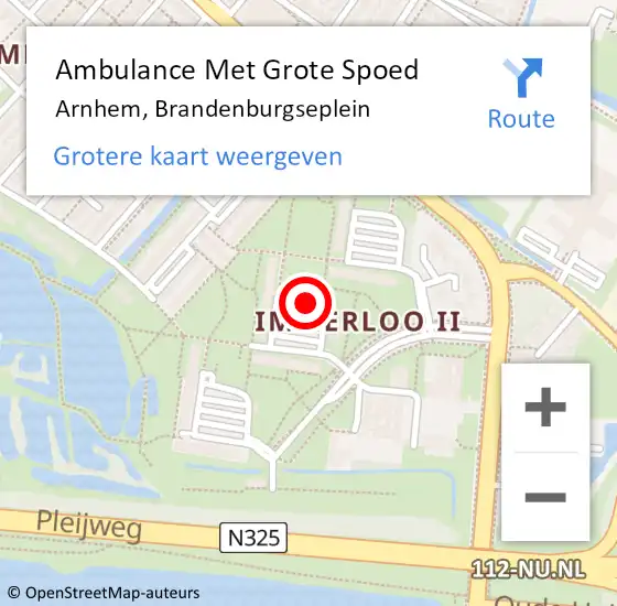 Locatie op kaart van de 112 melding: Ambulance Met Grote Spoed Naar Arnhem, Brandenburgseplein op 6 maart 2020 00:21