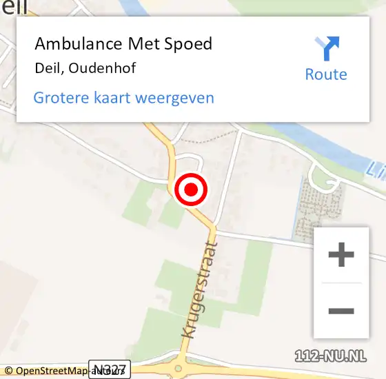 Locatie op kaart van de 112 melding: Ambulance Met Spoed Naar Deil, Oudenhof op 6 maart 2020 00:52