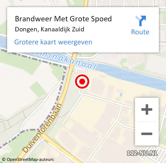 Locatie op kaart van de 112 melding: Brandweer Met Grote Spoed Naar Dongen, Kanaaldijk Zuid op 6 maart 2020 02:32