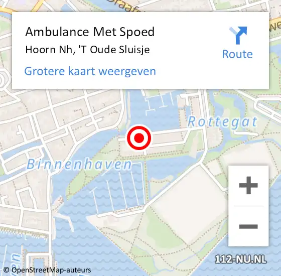 Locatie op kaart van de 112 melding: Ambulance Met Spoed Naar Hoorn Nh, 'T Oude Sluisje op 6 maart 2020 04:17