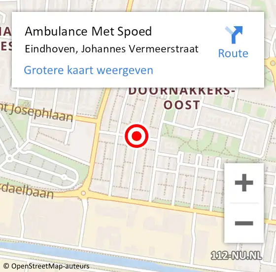 Locatie op kaart van de 112 melding: Ambulance Met Spoed Naar Eindhoven, Johannes Vermeerstraat op 6 maart 2020 05:37