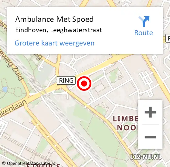 Locatie op kaart van de 112 melding: Ambulance Met Spoed Naar Eindhoven, Leeghwaterstraat op 6 maart 2020 06:42