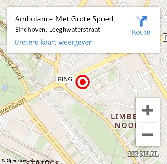 Locatie op kaart van de 112 melding: Ambulance Met Grote Spoed Naar Eindhoven, Leeghwaterstraat op 6 maart 2020 06:44