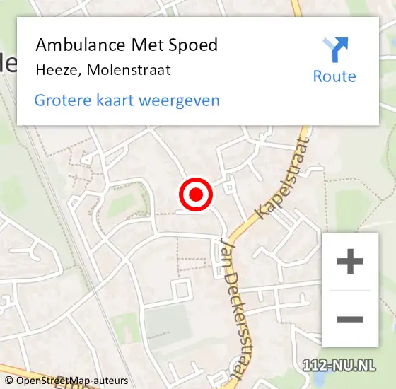 Locatie op kaart van de 112 melding: Ambulance Met Spoed Naar Heeze, Molenstraat op 6 maart 2020 07:13